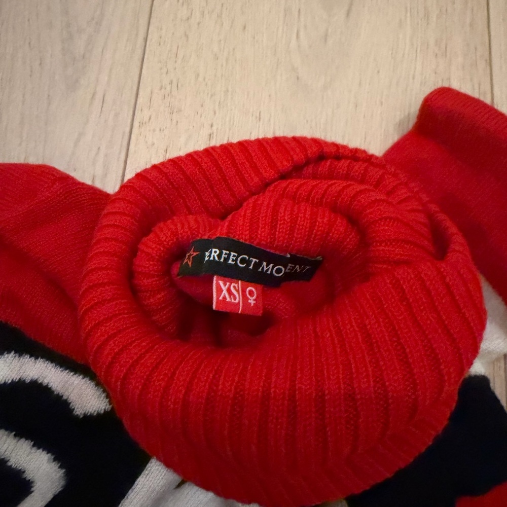 Perfect Moment Red and White Turtleneck Sweater - Picture 3 of 3